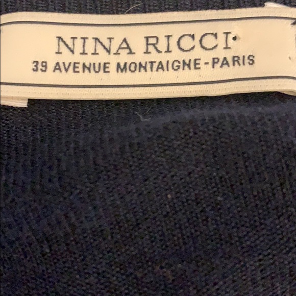 Nina Ricci Navy Cardigan Top with Black Lace Inset - Picture 5 of 6